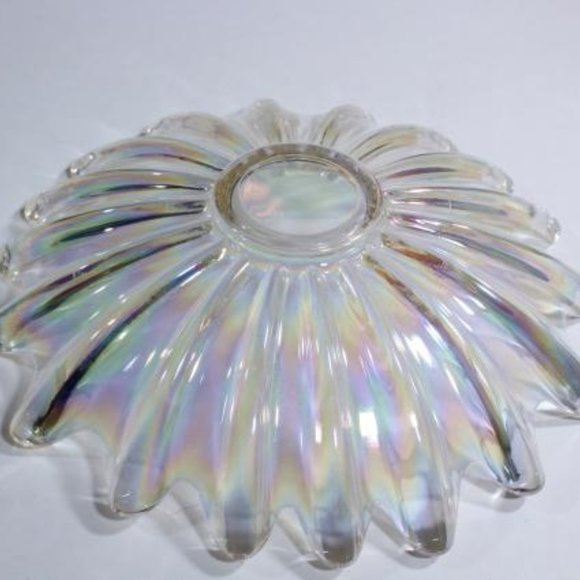 Vintage Iridescent Display Dish Bowl Flower Petal Design - Picture 2 of 9